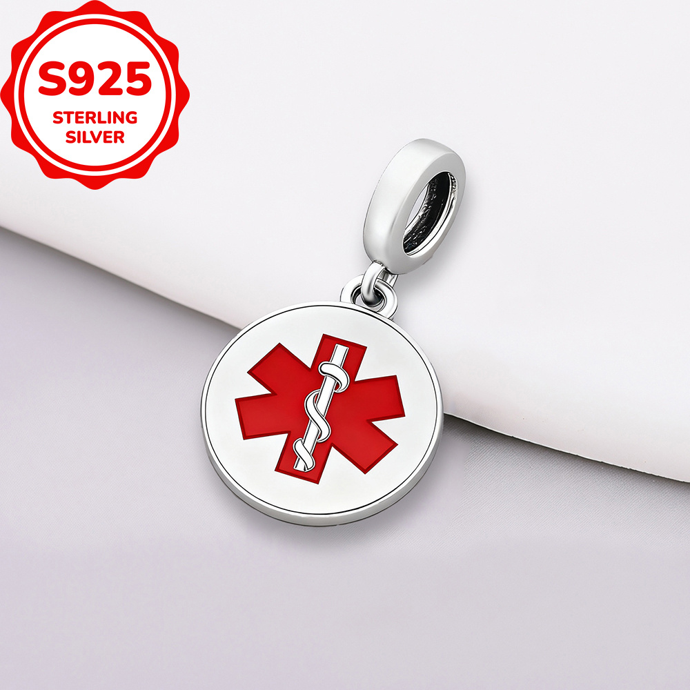 925 Sterling Silver Creative Design Warning Pendant for DIY Jewellery